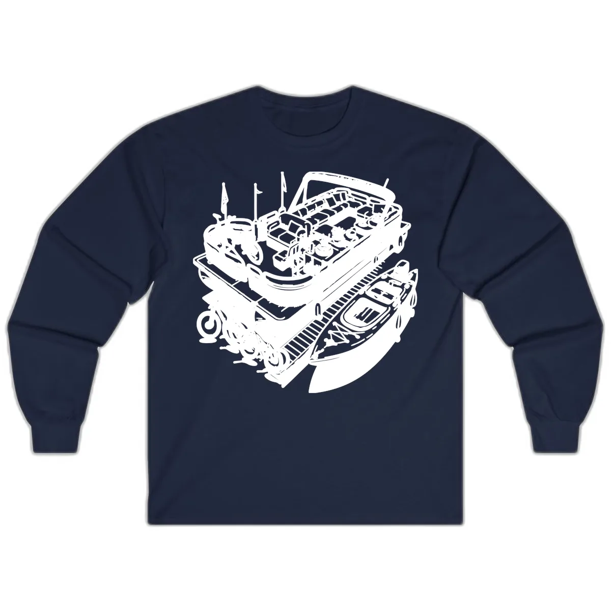 Pontoon Boat Lifestyle And Activities Long Sleeve in Navy