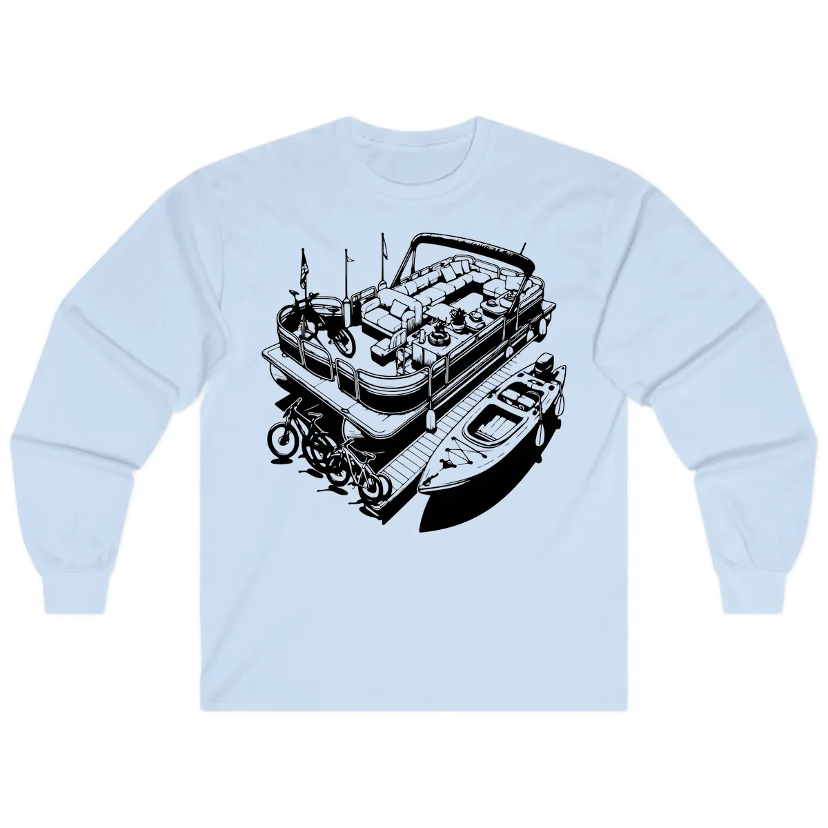 Pontoon Boat Lifestyle And Activities Long Sleeve in Light Blue