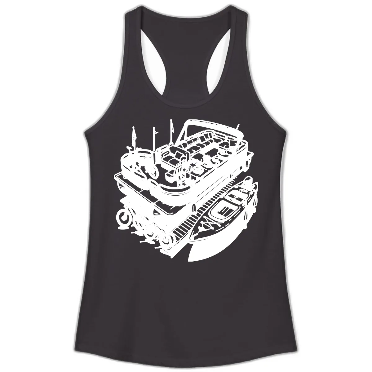 Pontoon Boat Lifestyle And Activities Ladies Tank in Black