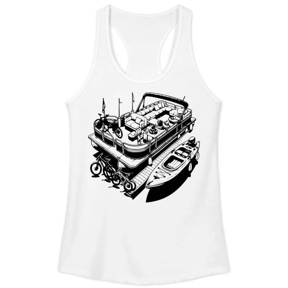 Pontoon Boat Lifestyle And Activities Ladies Tank in White