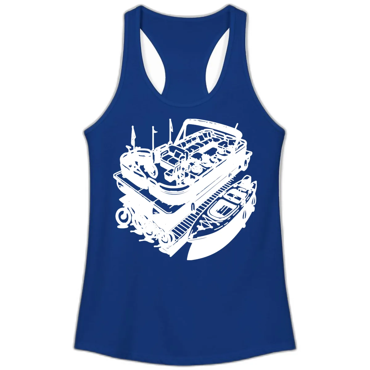 Pontoon Boat Lifestyle And Activities Ladies Tank in Solid Royal