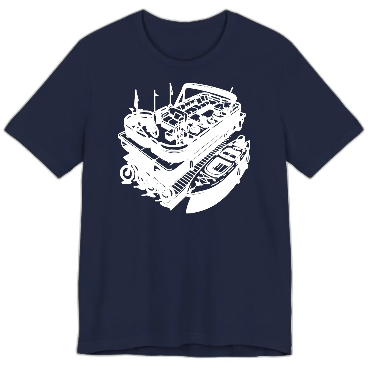 Pontoon Boat Lifestyle And Activities Premium T-Shirt in Navy