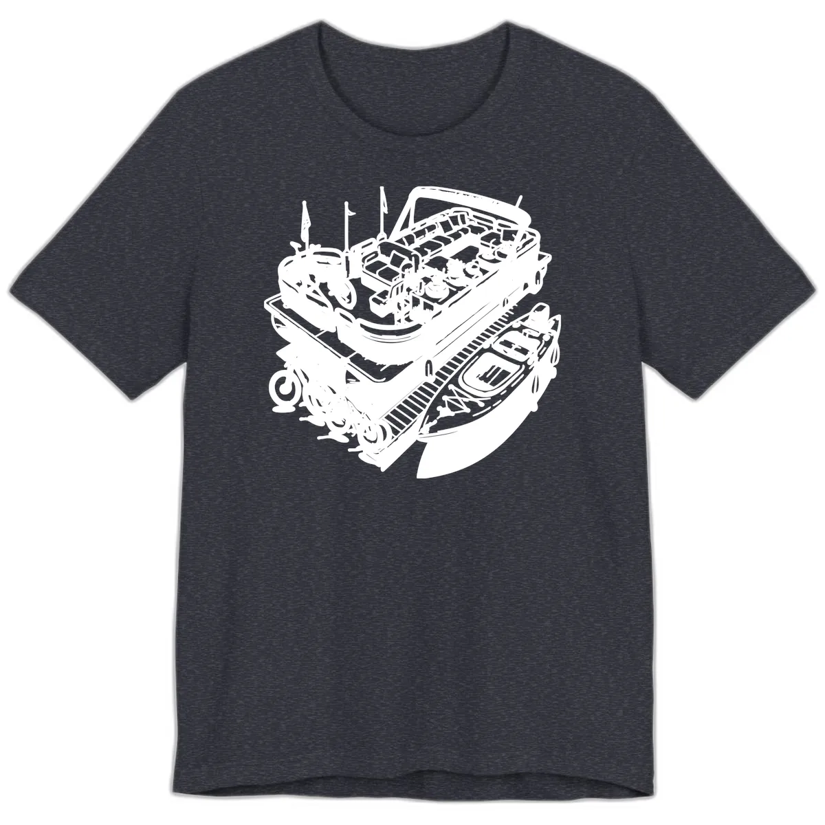 Pontoon Boat Lifestyle And Activities Premium T-Shirt in Heather Navy