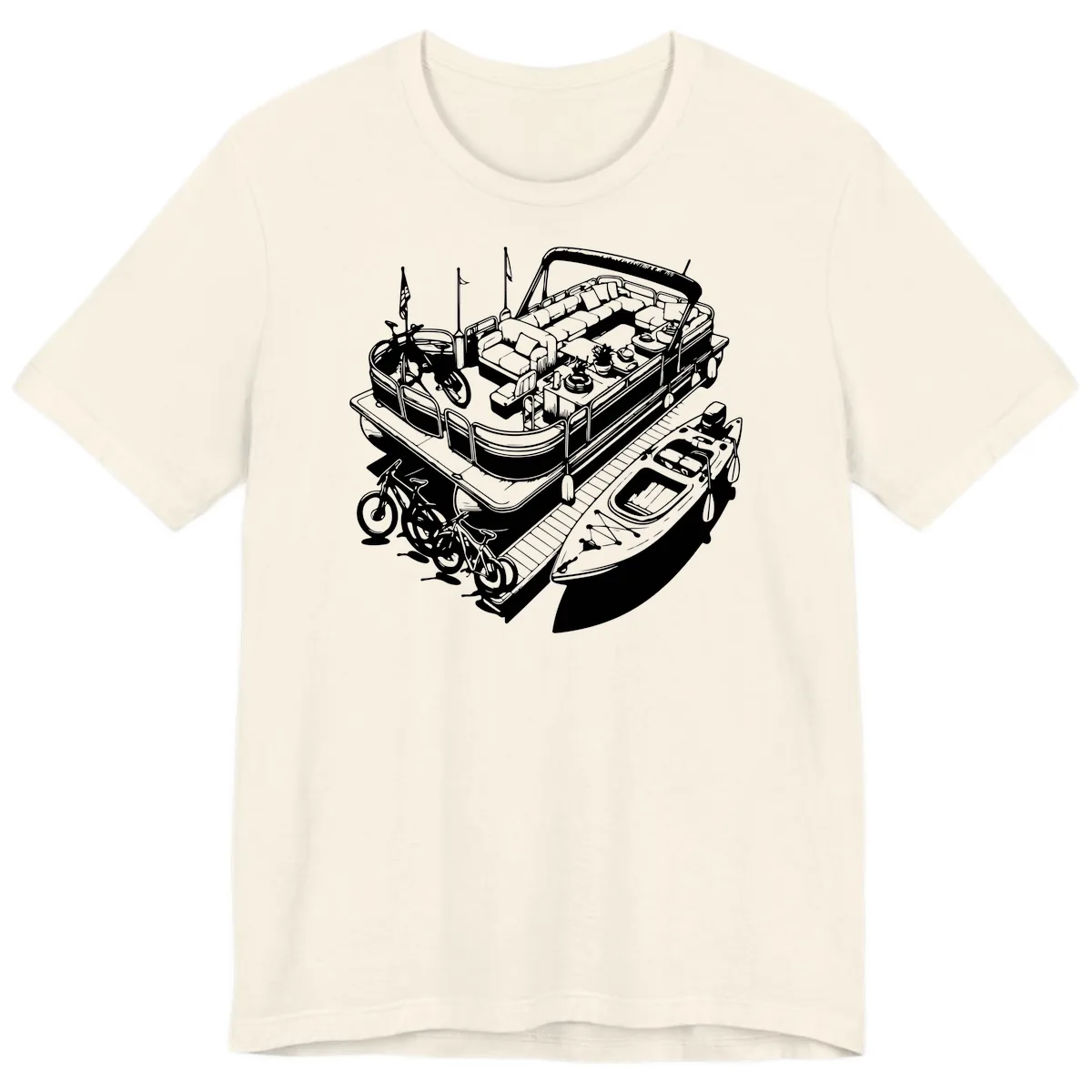 Pontoon Boat Lifestyle And Activities Premium T-Shirt in Natural