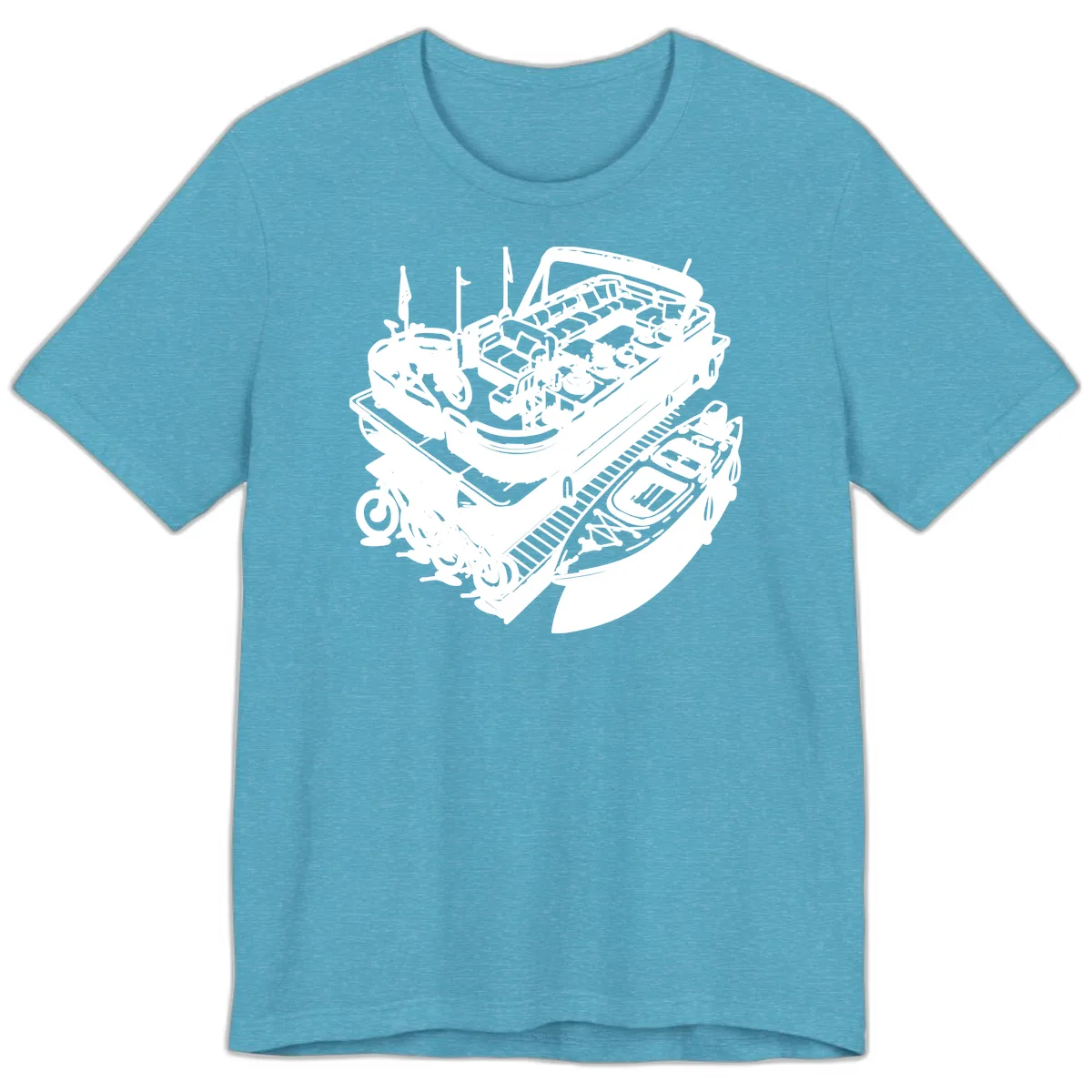 Pontoon Boat Lifestyle And Activities Premium T-Shirt in Heather Aqua