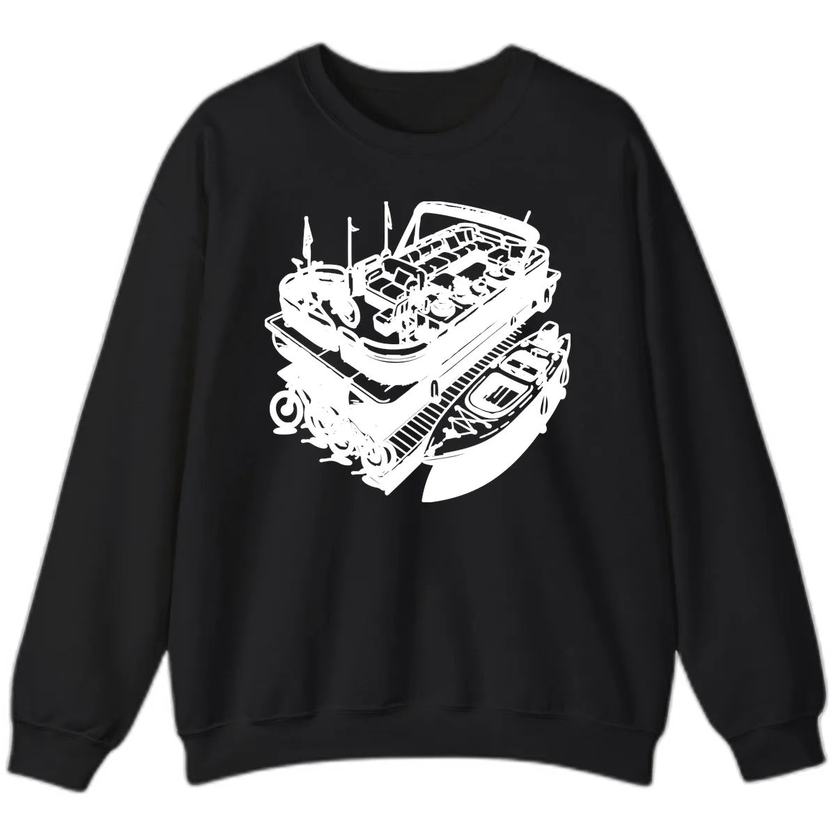 Pontoon Boat Lifestyle And Activities Sweatshirt in Black