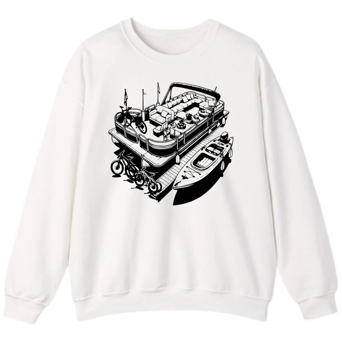 Pontoon Boat Lifestyle And Activities Sweatshirt in White