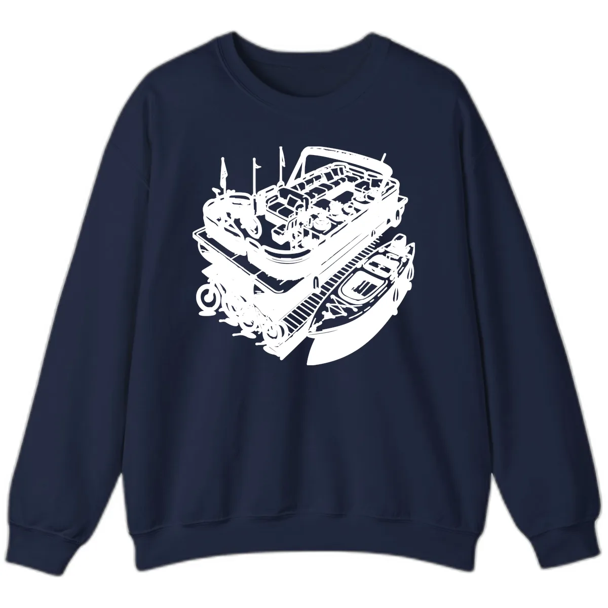 Pontoon Boat Lifestyle And Activities Sweatshirt in Navy