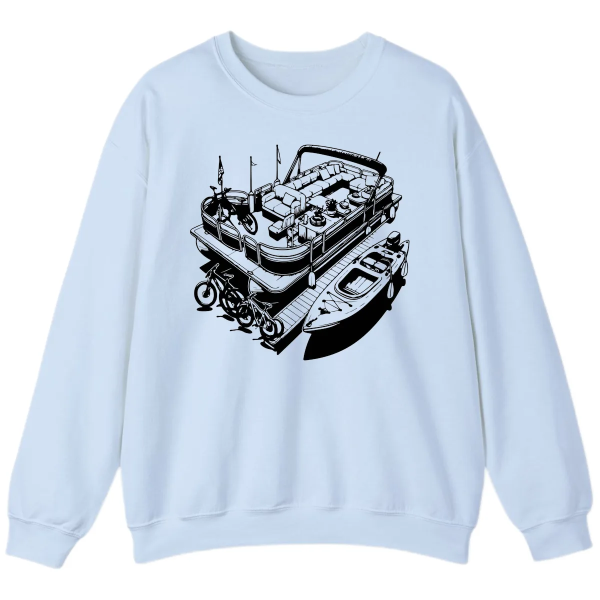 Pontoon Boat Lifestyle And Activities Sweatshirt in Light Blue