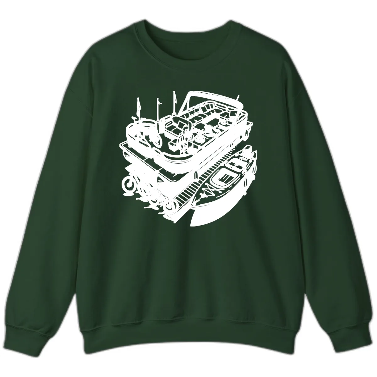 Pontoon Boat Lifestyle And Activities Sweatshirt in Forest Green