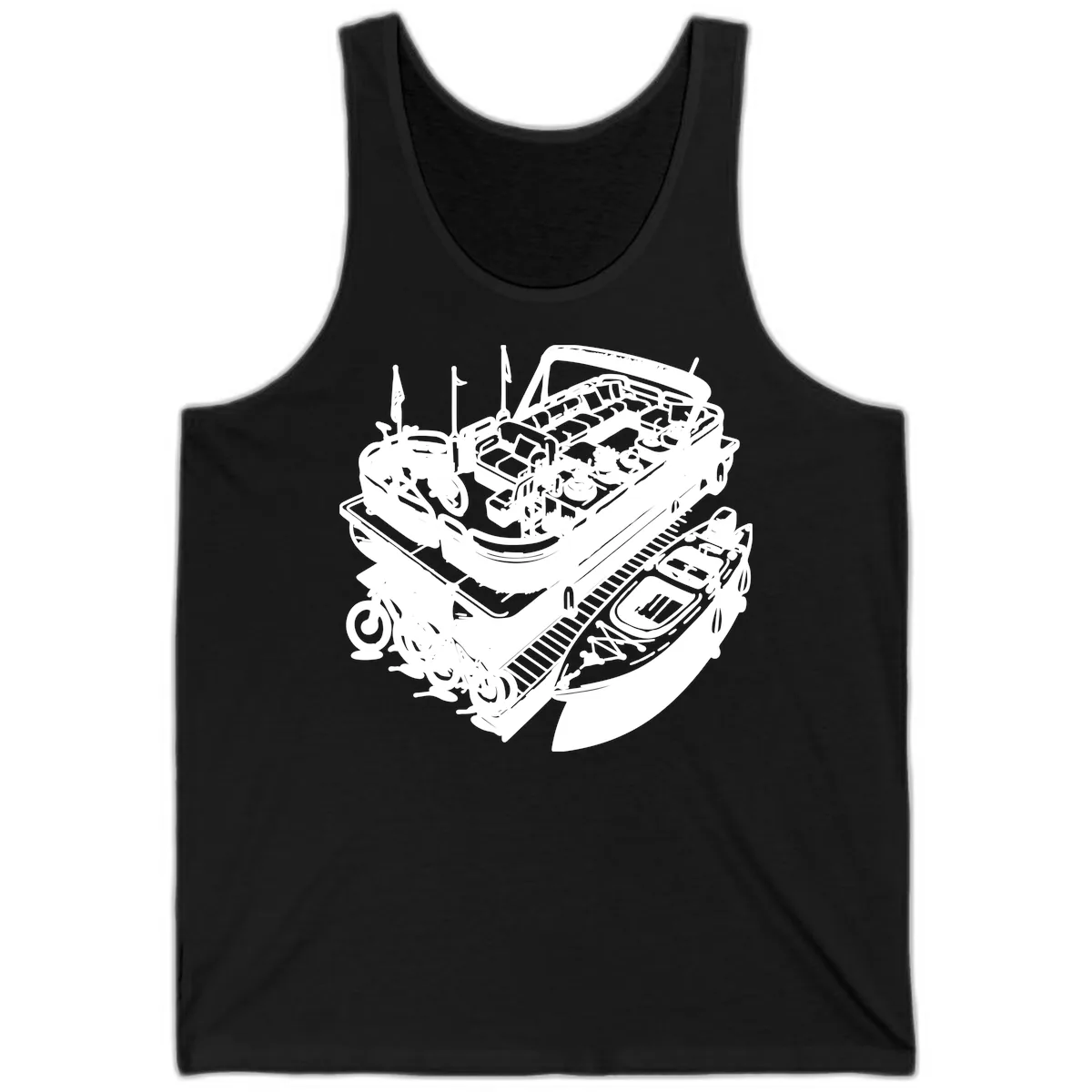 Pontoon Boat Lifestyle And Activities Tank in Black