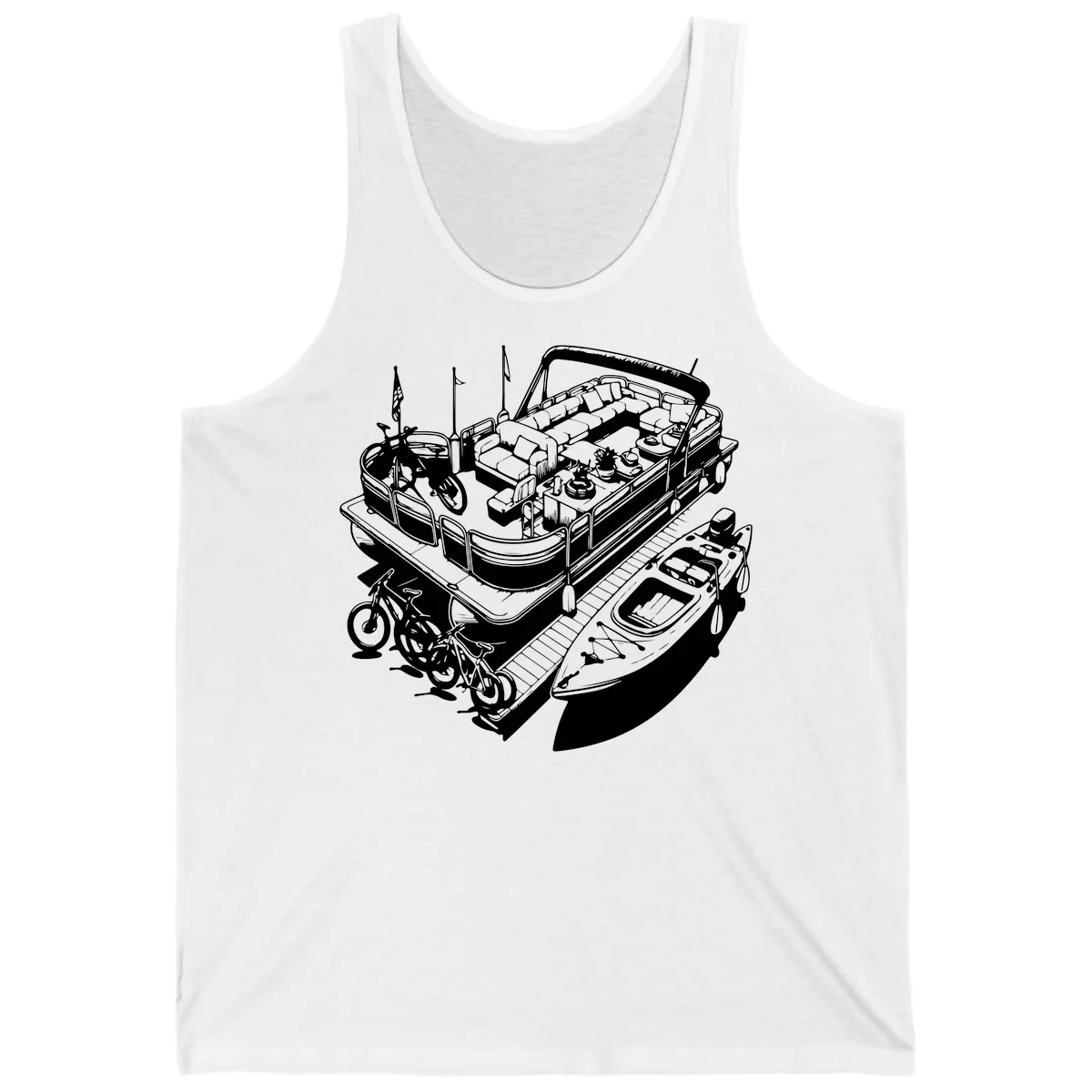 Pontoon Boat Lifestyle And Activities Tank in White
