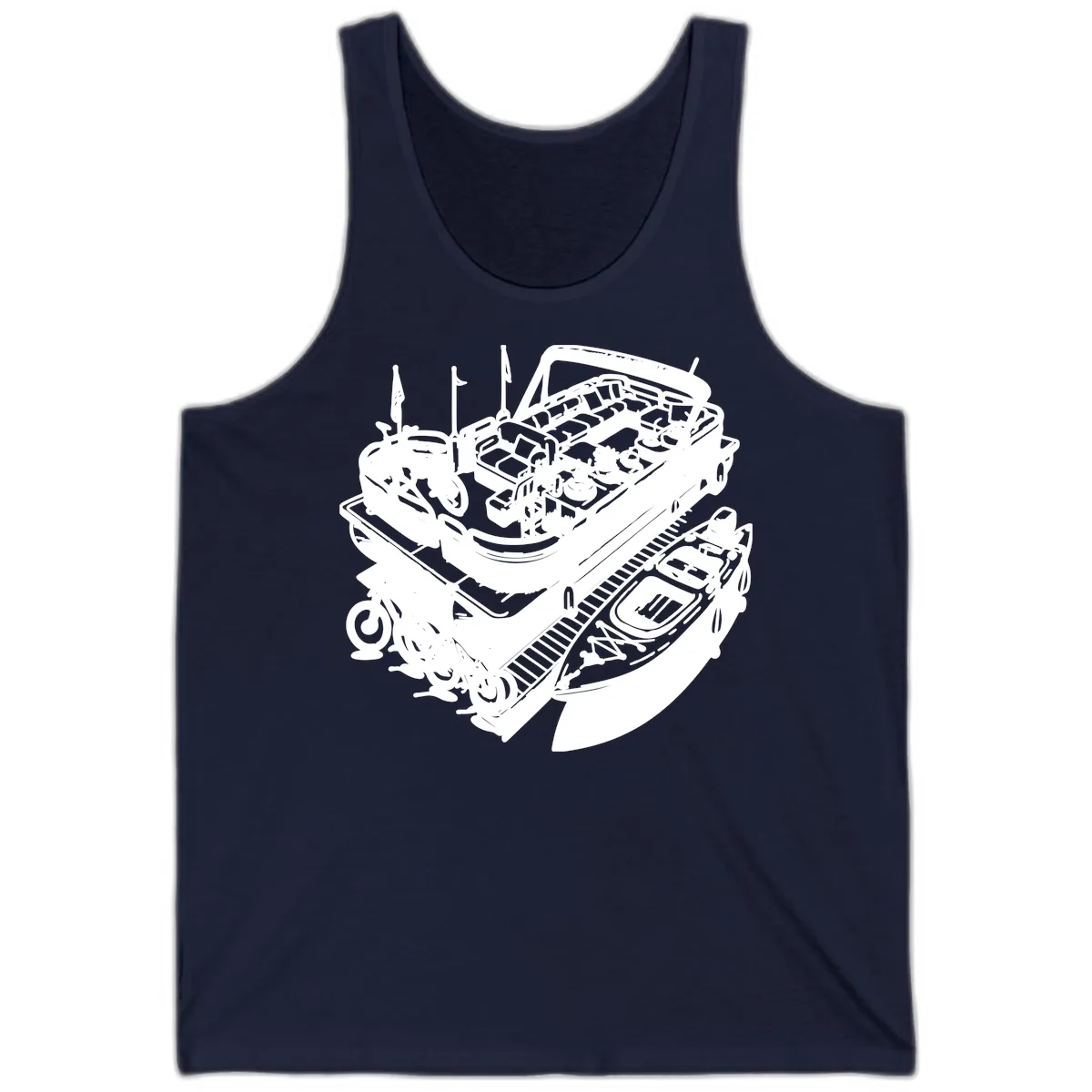 Pontoon Boat Lifestyle And Activities Tank in Navy