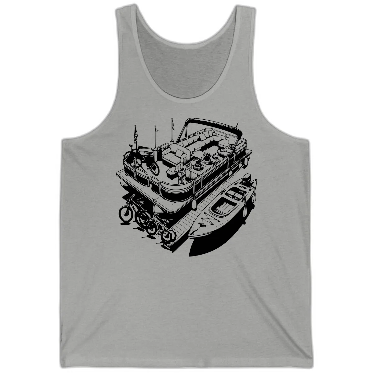 Pontoon Boat Lifestyle And Activities Tank in Athletic Heather