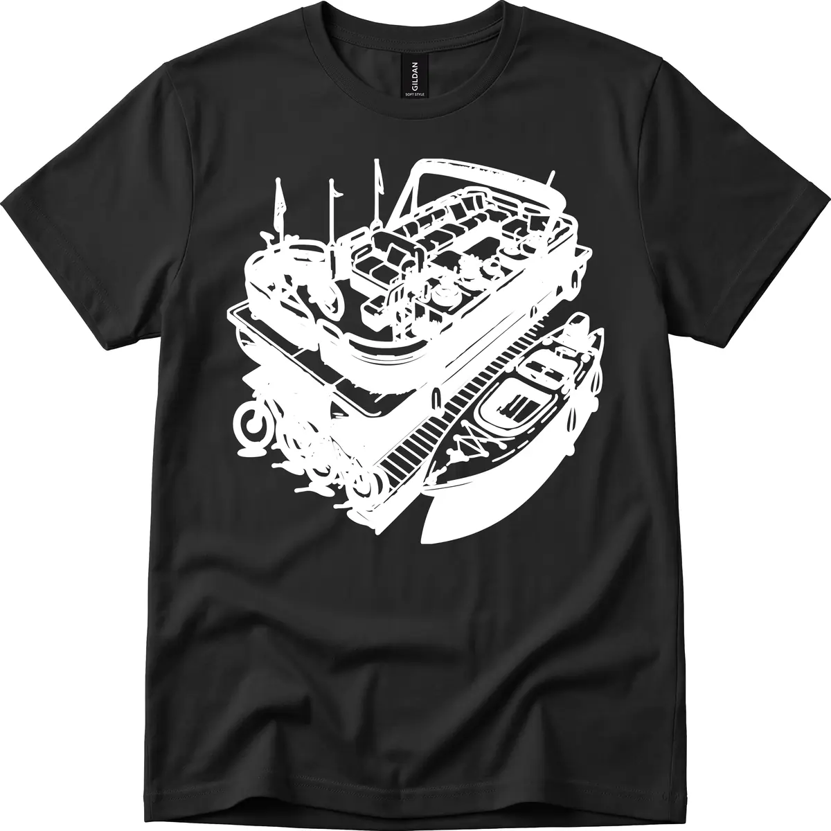 Pontoon Boat Lifestyle And Activities T-Shirt in Black