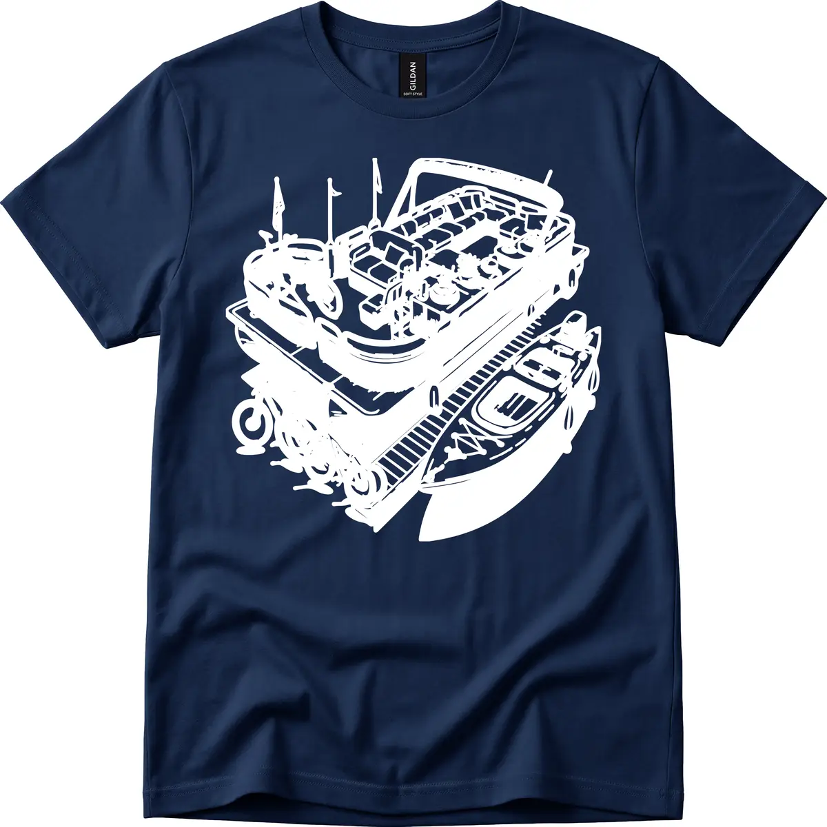 Pontoon Boat Lifestyle And Activities T-Shirt in Navy
