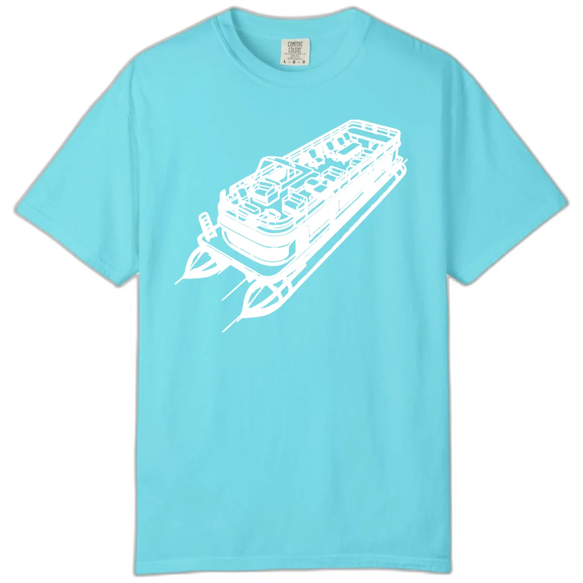 Pontoon Boat Deck Lifestyle Design Comfort Color in Lagoon Blue