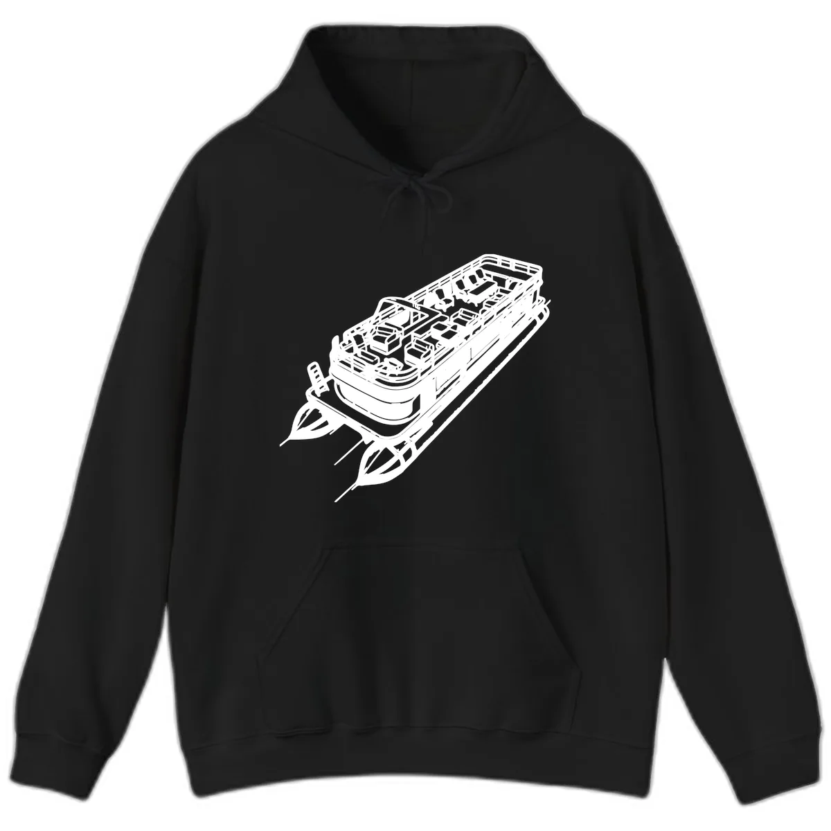 Pontoon Boat Deck Lifestyle Design Hoodie in Black