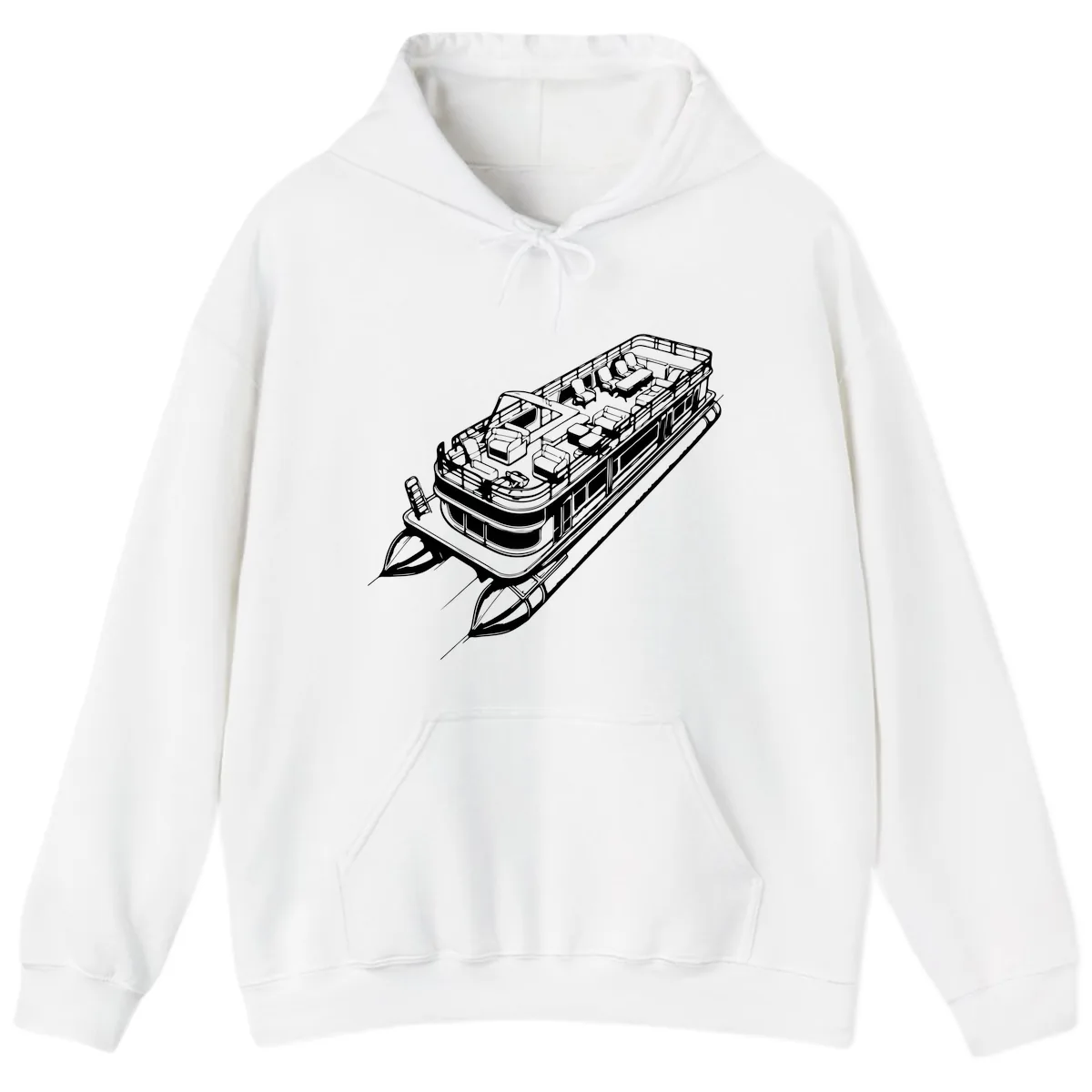 Pontoon Boat Deck Lifestyle Design Hoodie in White