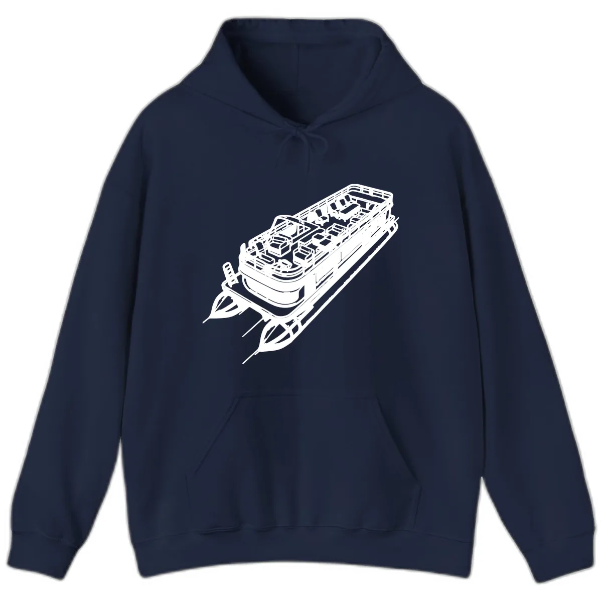 Pontoon Boat Deck Lifestyle Design Hoodie in Navy
