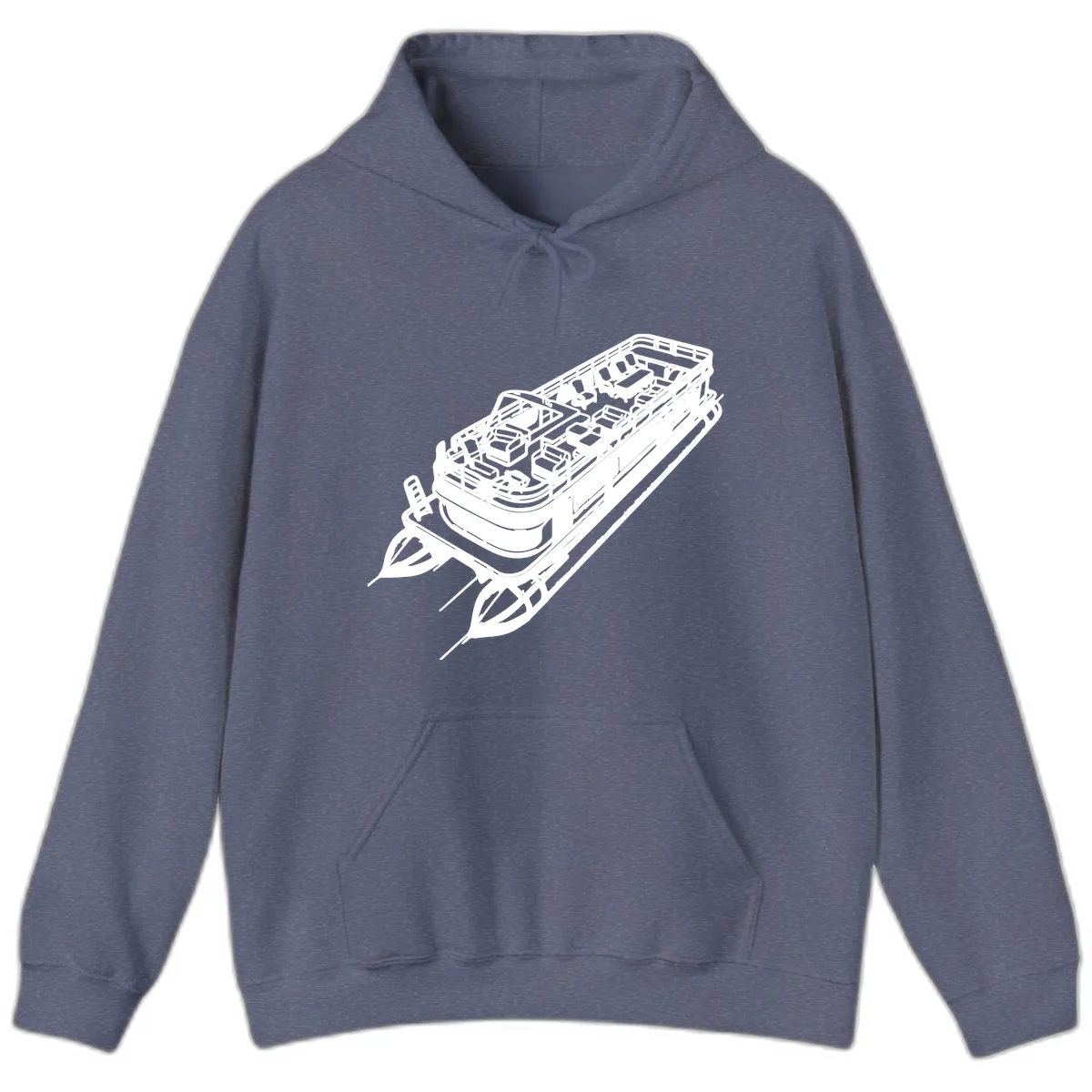Pontoon Boat Deck Lifestyle Design Hoodie in Heather Navy