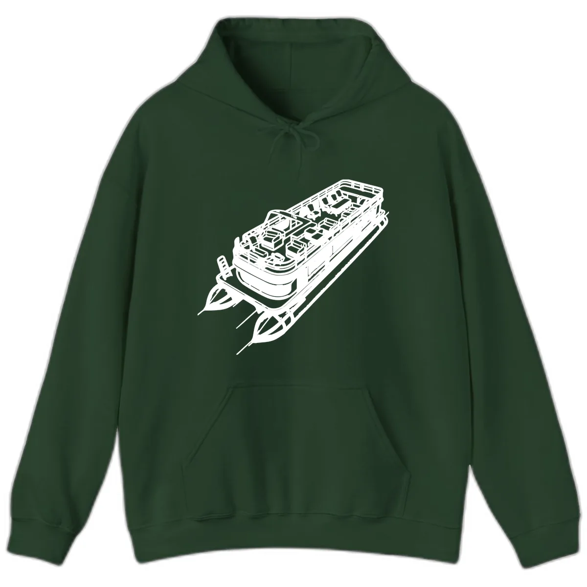 Pontoon Boat Deck Lifestyle Design Hoodie in Forest Green