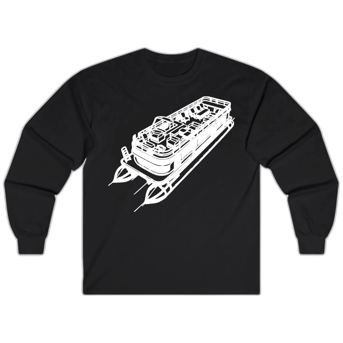 Pontoon Boat Deck Lifestyle Design Long Sleeve in Black