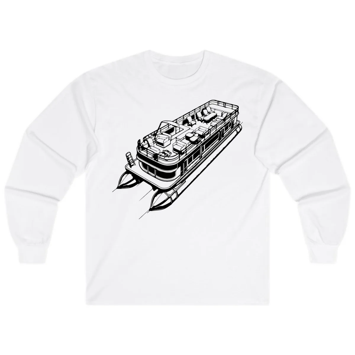 Pontoon Boat Deck Lifestyle Design Long Sleeve in White