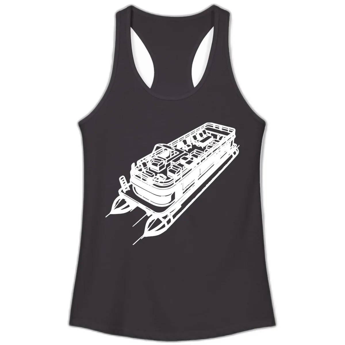 Pontoon Boat Deck Lifestyle Design Ladies Tank in Black