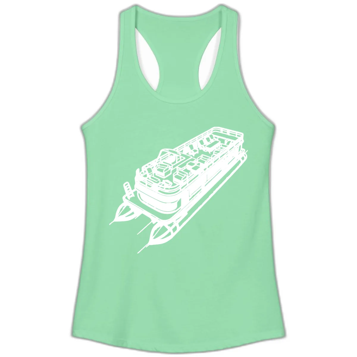 Pontoon Boat Deck Lifestyle Design Ladies Tank in Solid Mint