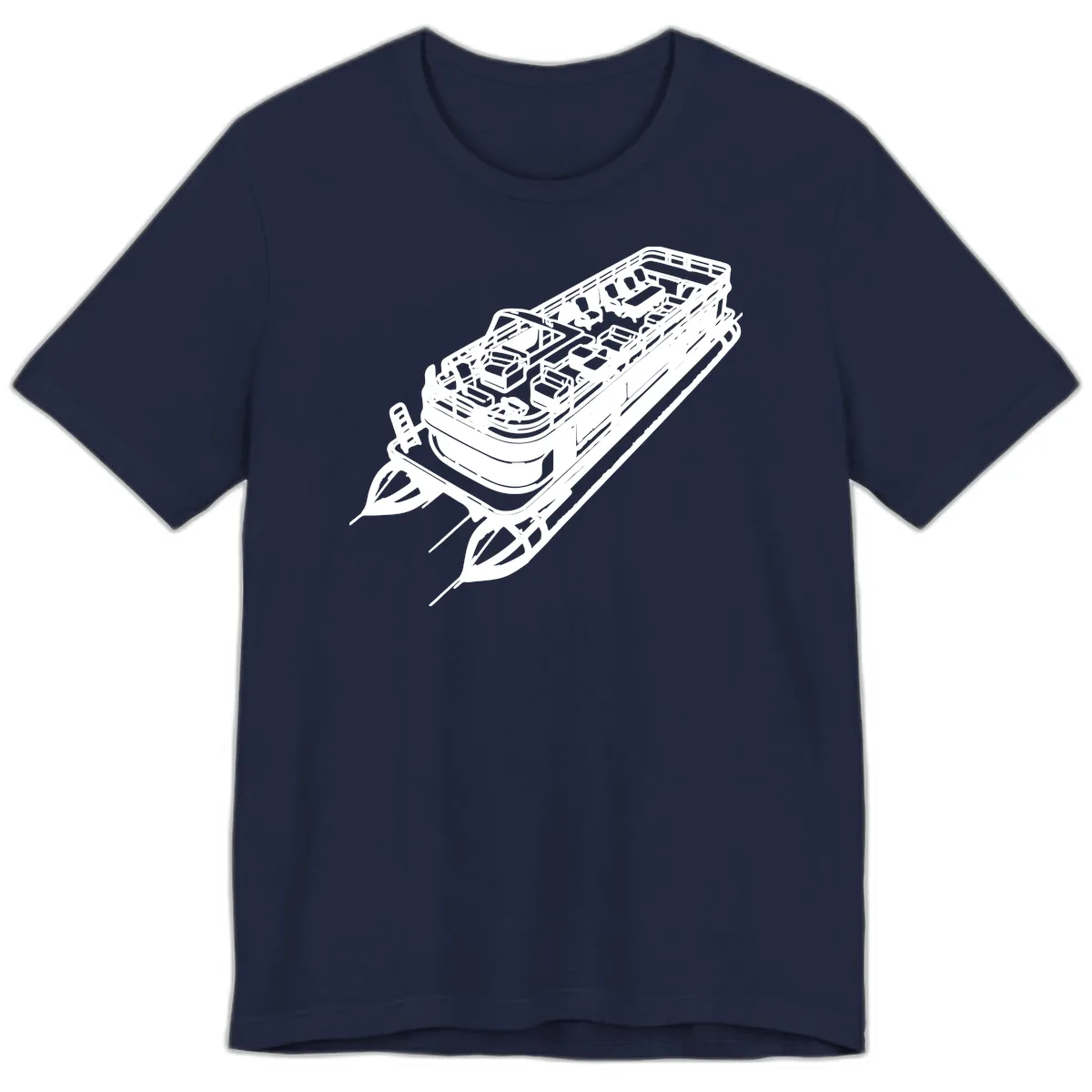 Pontoon Boat Deck Lifestyle Design Premium T-Shirt in Navy