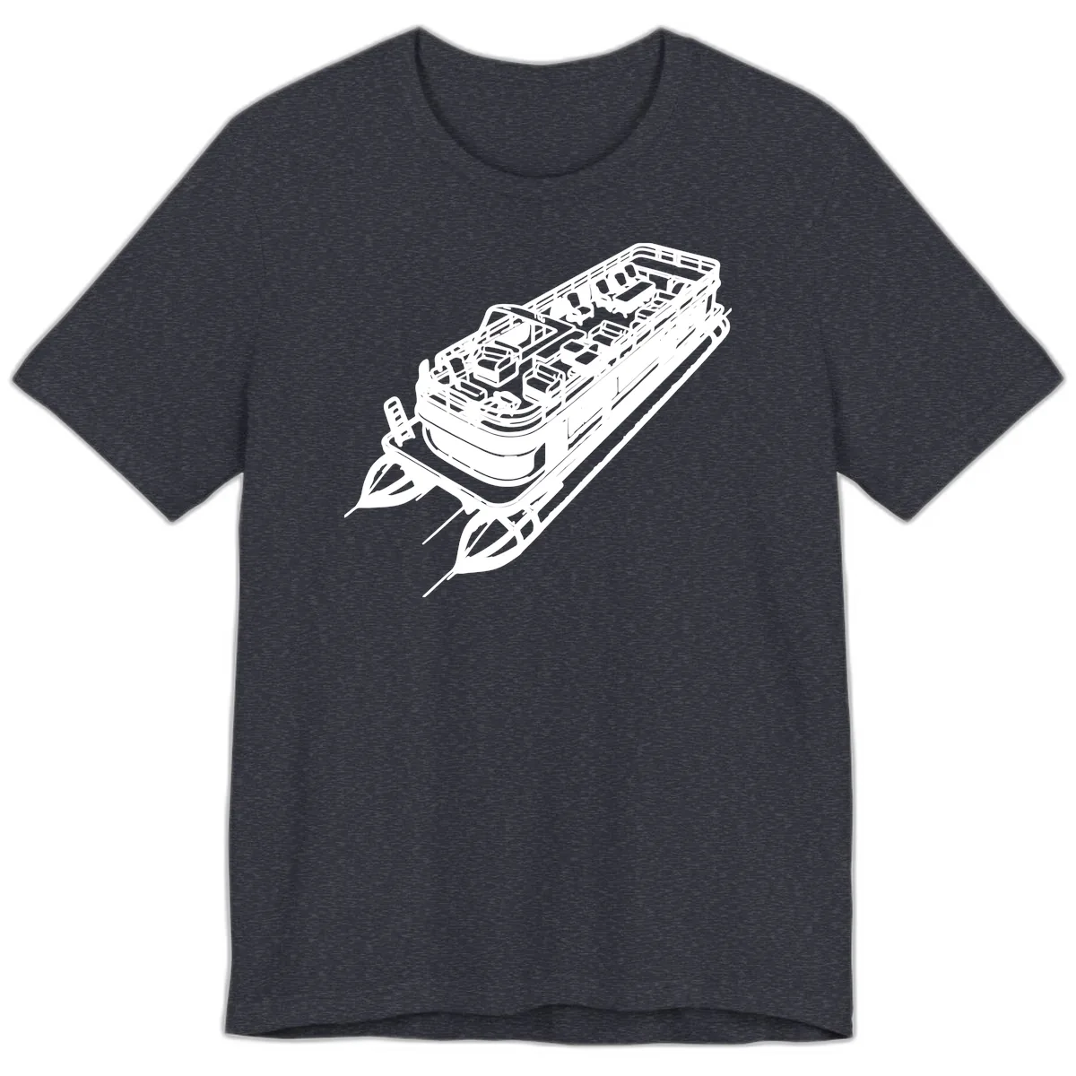 Pontoon Boat Deck Lifestyle Design Premium T-Shirt in Heather Navy