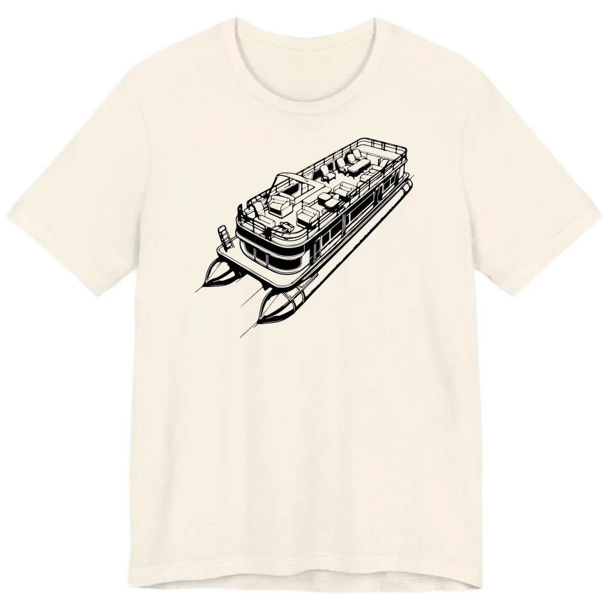 Pontoon Boat Deck Lifestyle Design Premium T-Shirt in Natural