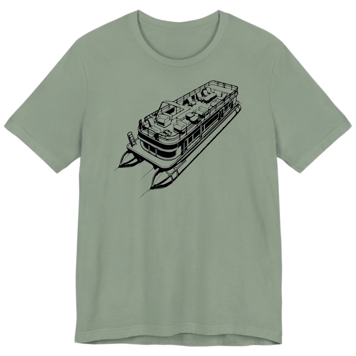 Pontoon Boat Deck Lifestyle Design Premium T-Shirt in Sage
