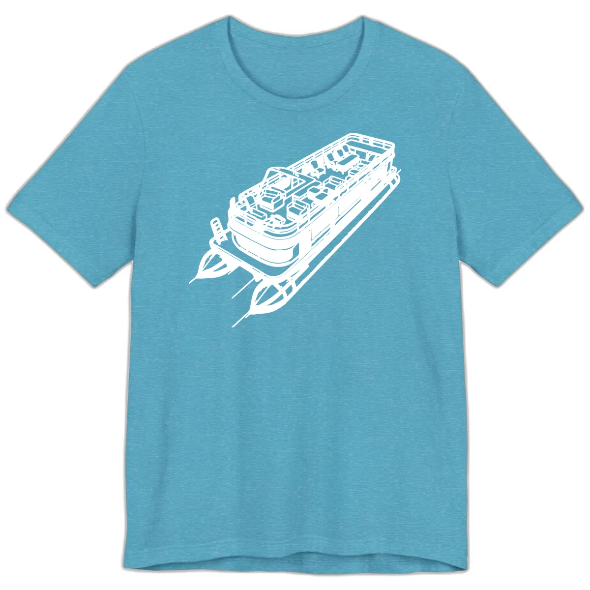 Pontoon Boat Deck Lifestyle Design Premium T-Shirt in Heather Aqua
