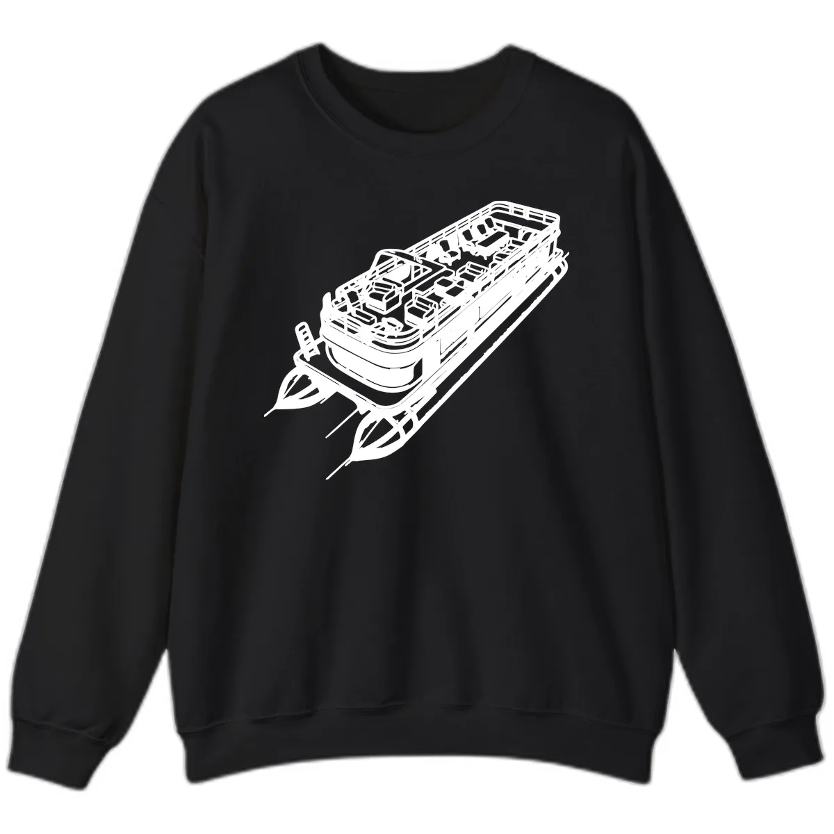 Pontoon Boat Deck Lifestyle Design Sweatshirt in Black