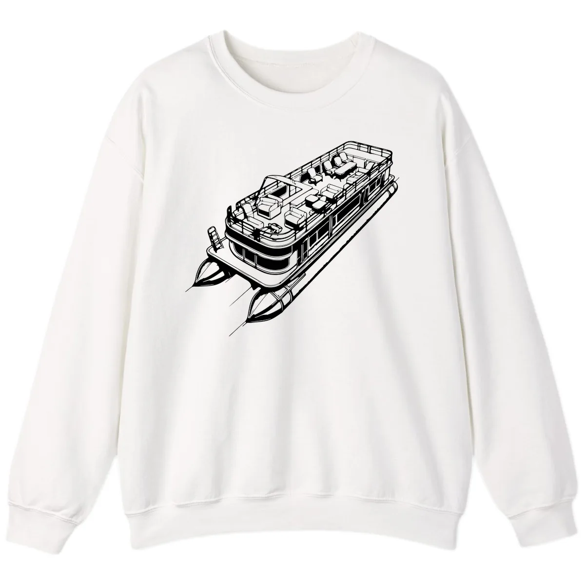 Pontoon Boat Deck Lifestyle Design Sweatshirt in White