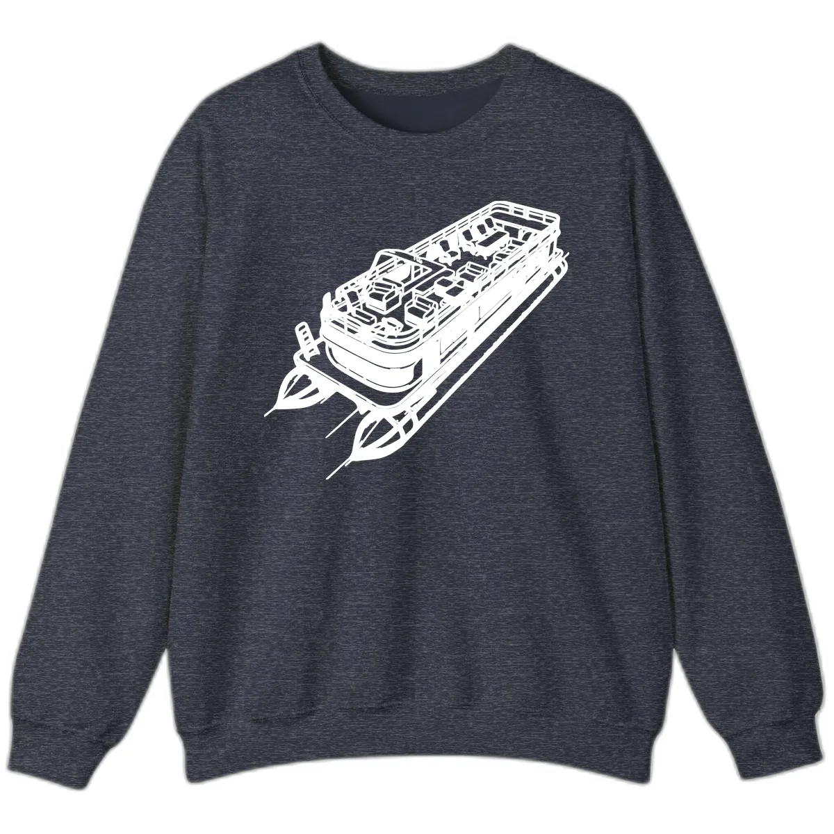 Pontoon Boat Deck Lifestyle Design Sweatshirt in Heather Sport Dark Navy