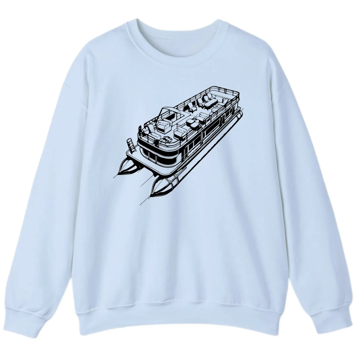 Pontoon Boat Deck Lifestyle Design Sweatshirt in Light Blue