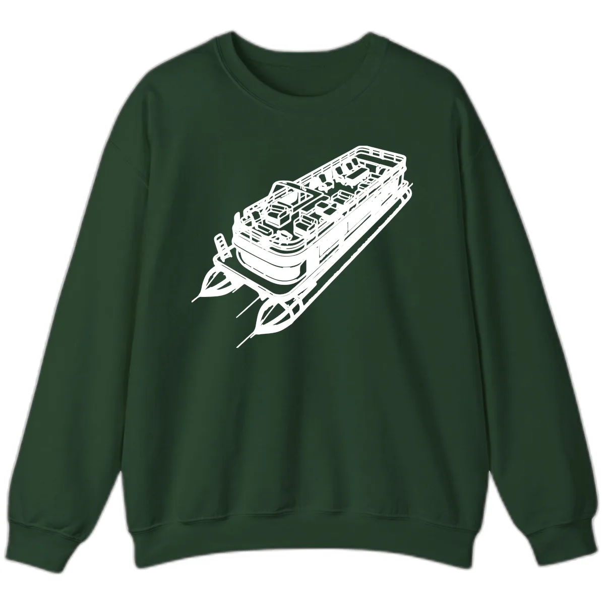 Pontoon Boat Deck Lifestyle Design Sweatshirt in Forest Green