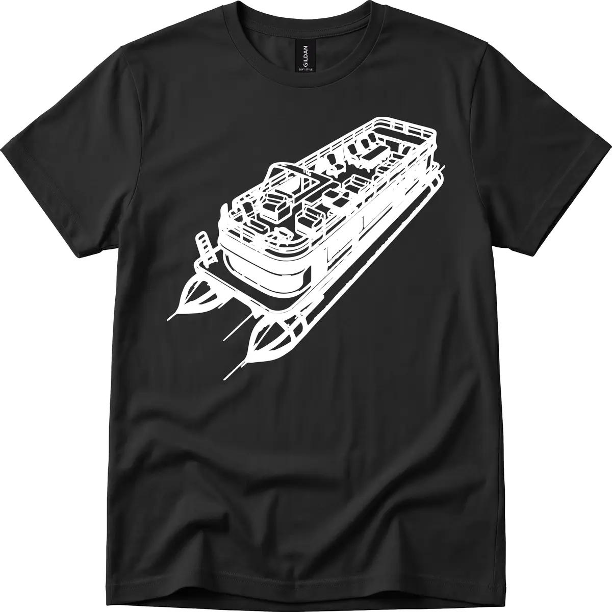 Pontoon Boat Deck Lifestyle Design T-Shirt in Black