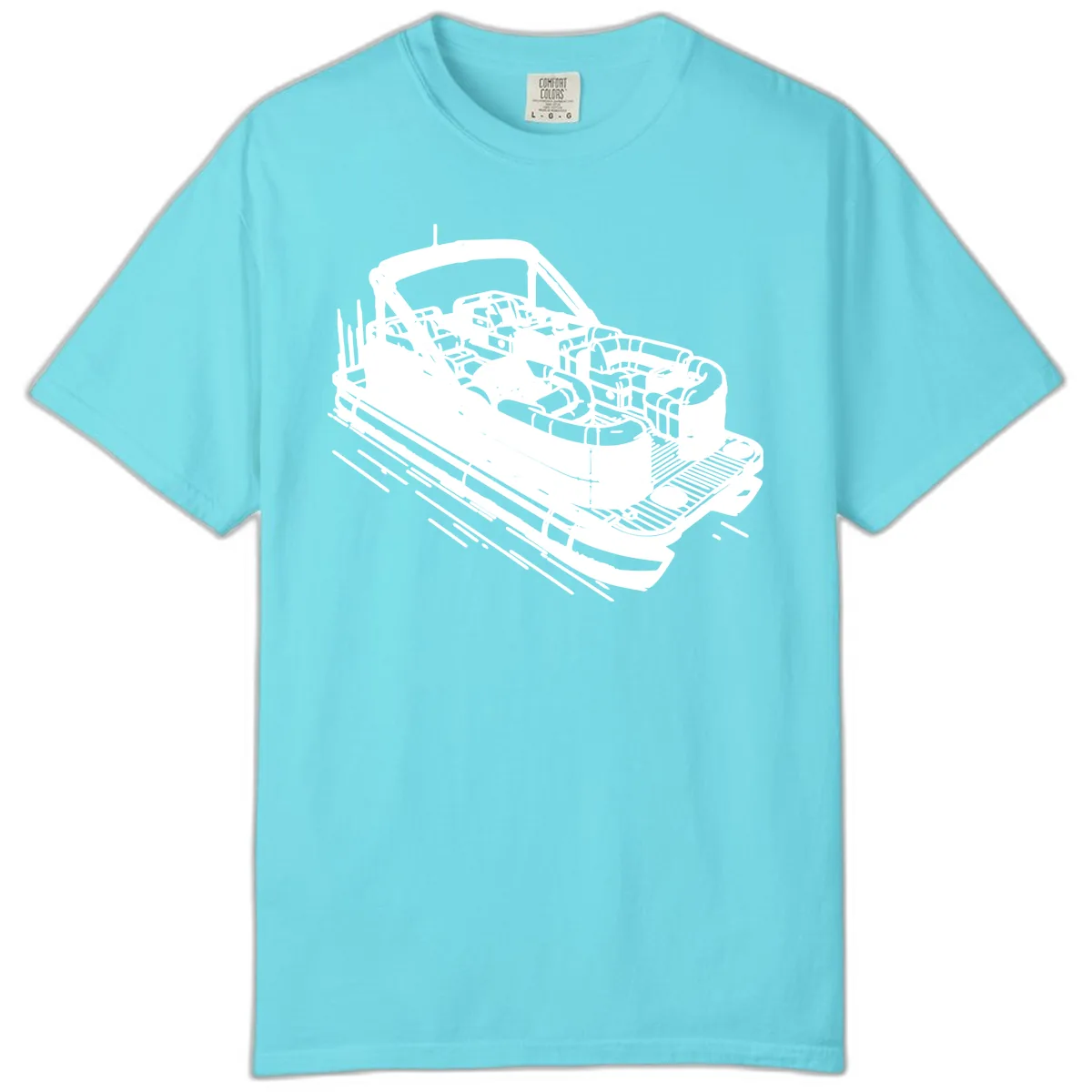 Pontoon Boat Interior Illustration Comfort Color in Lagoon Blue