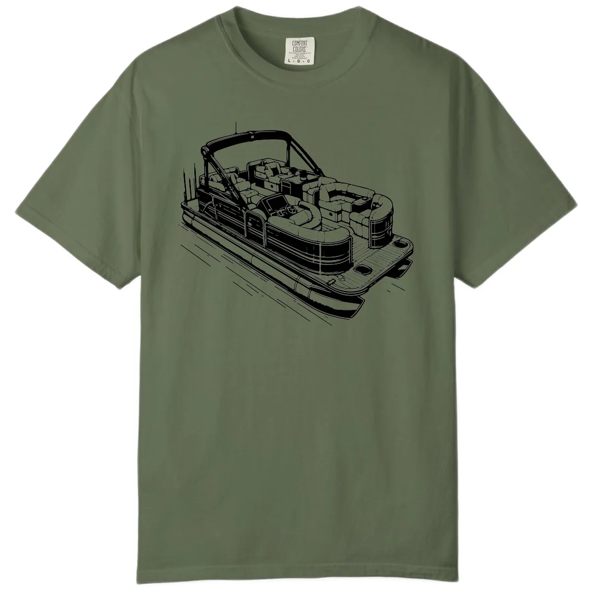 Pontoon Boat Interior Illustration Comfort Color in Sage