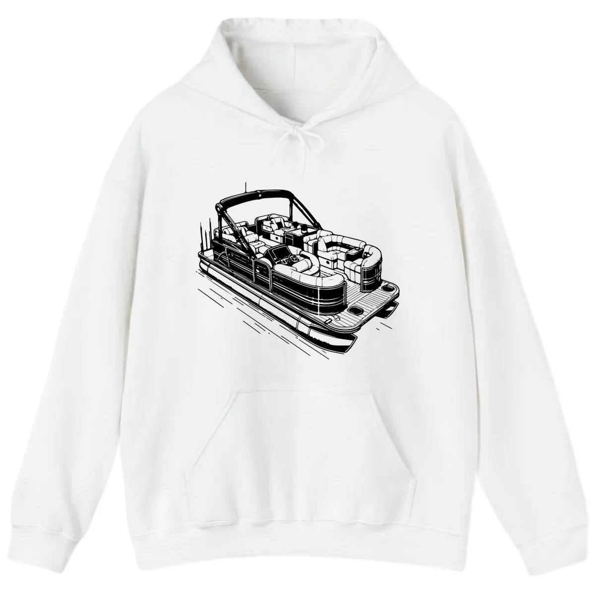 Pontoon Boat Interior Illustration Hoodie in White