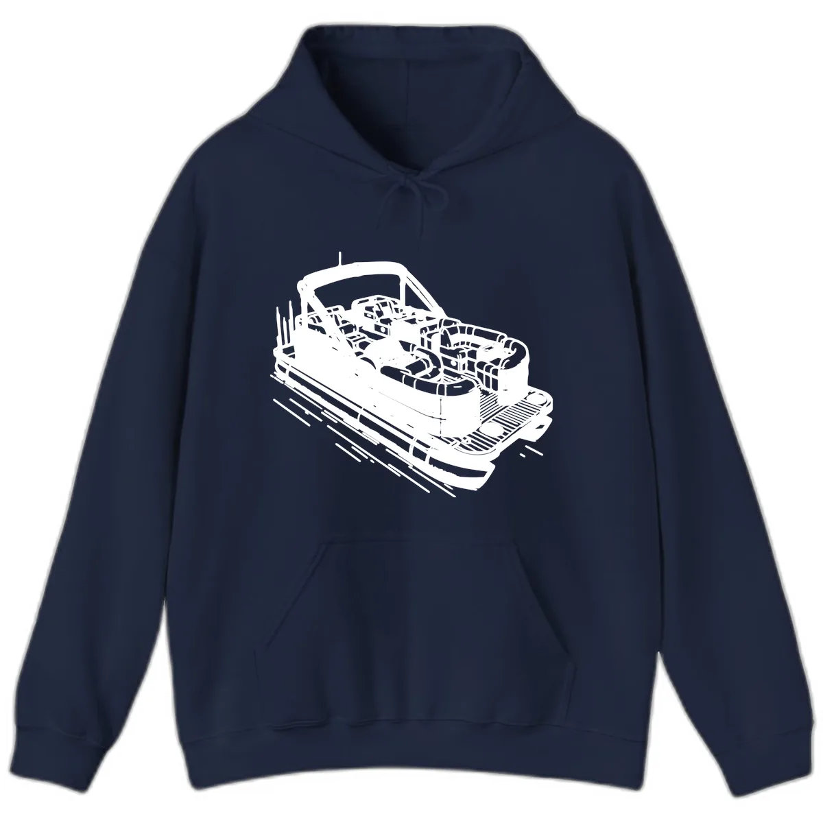 Pontoon Boat Interior Illustration Hoodie in Navy