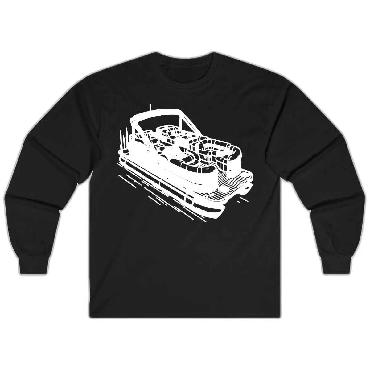Pontoon Boat Interior Illustration Long Sleeve in Black