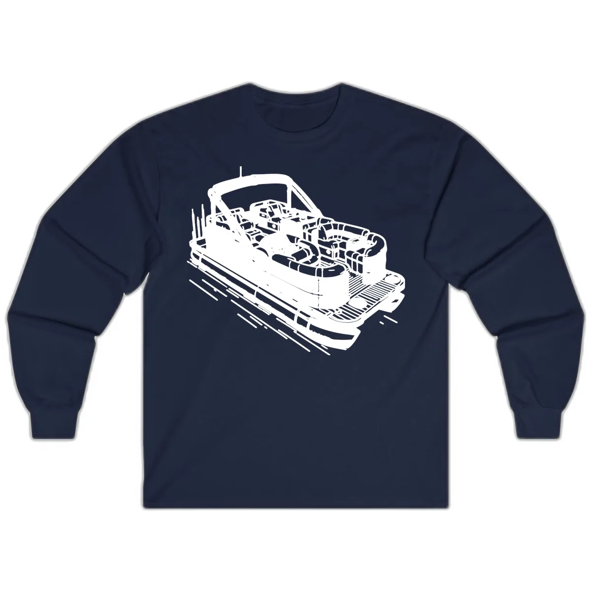 Pontoon Boat Interior Illustration Long Sleeve in Navy