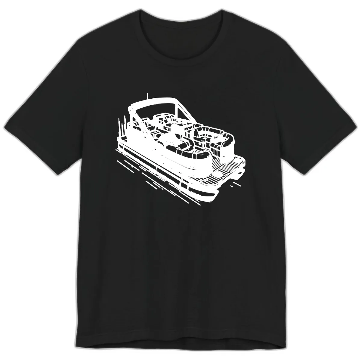 Pontoon Boat Interior Illustration Premium T-Shirt in Black