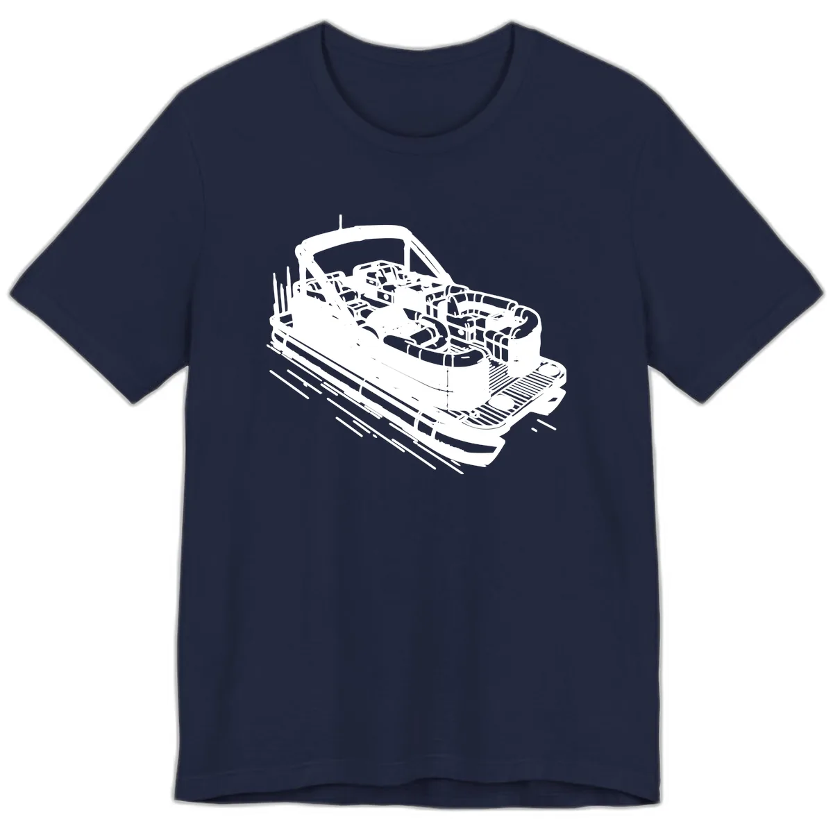 Pontoon Boat Interior Illustration Premium T-Shirt in Navy