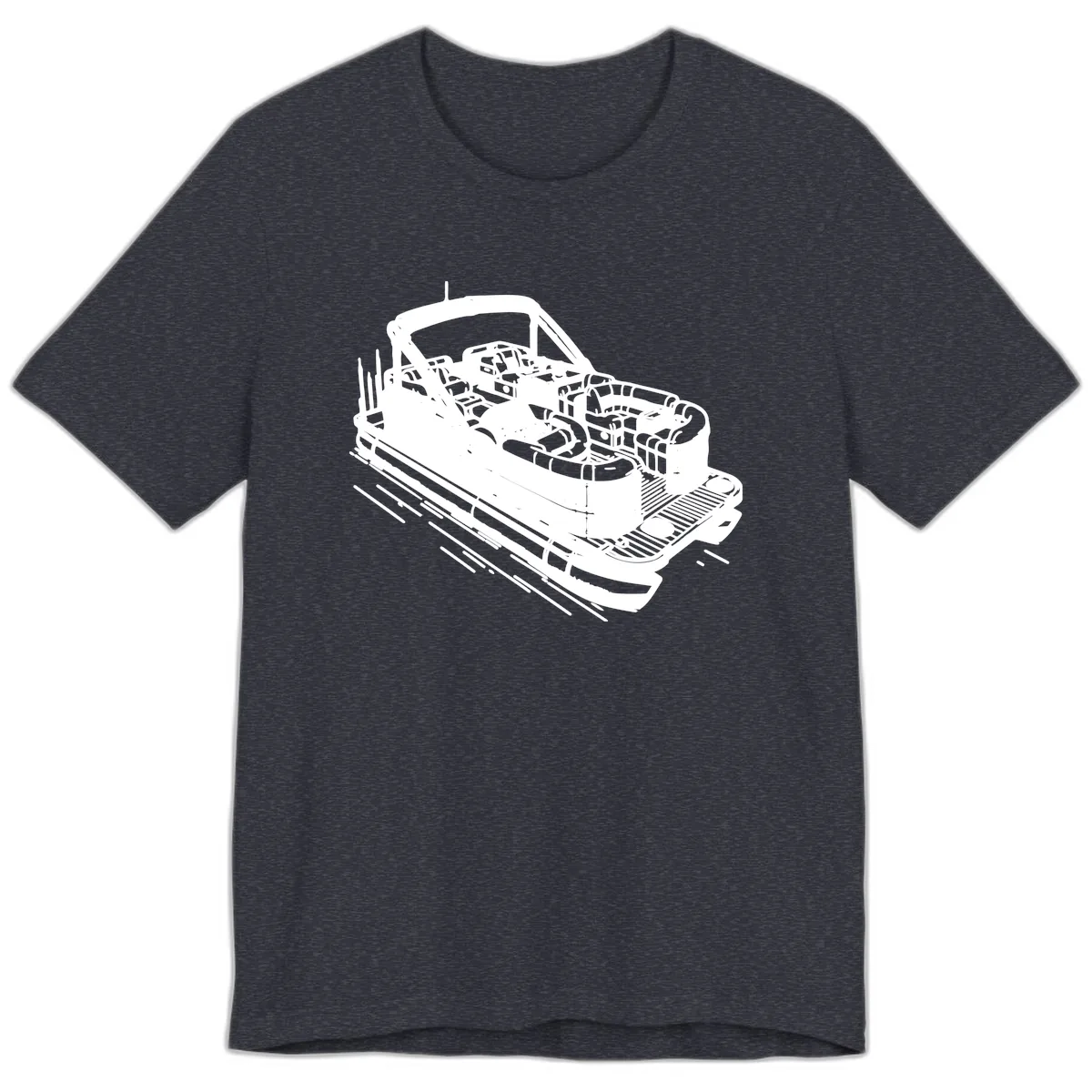 Pontoon Boat Interior Illustration Premium T-Shirt in Heather Navy